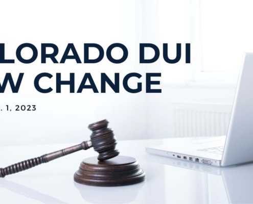 Image of laptop and gavel with the words "Colorado DUI Law Change"